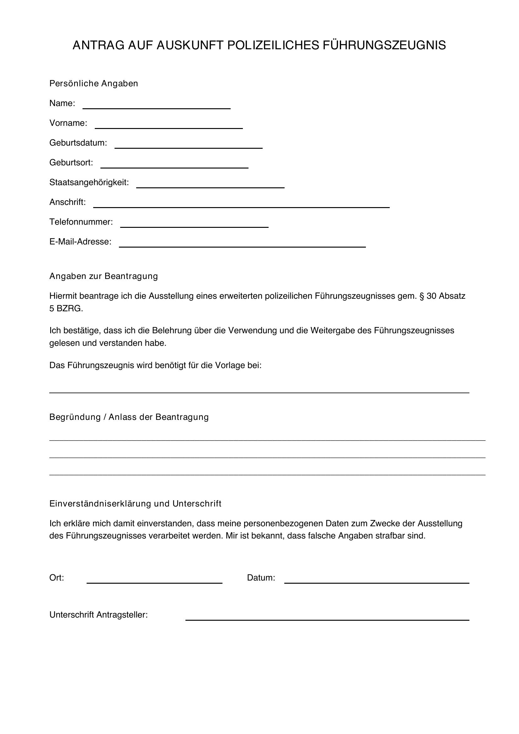 Antrag Auf Auskunft Polizei Muster