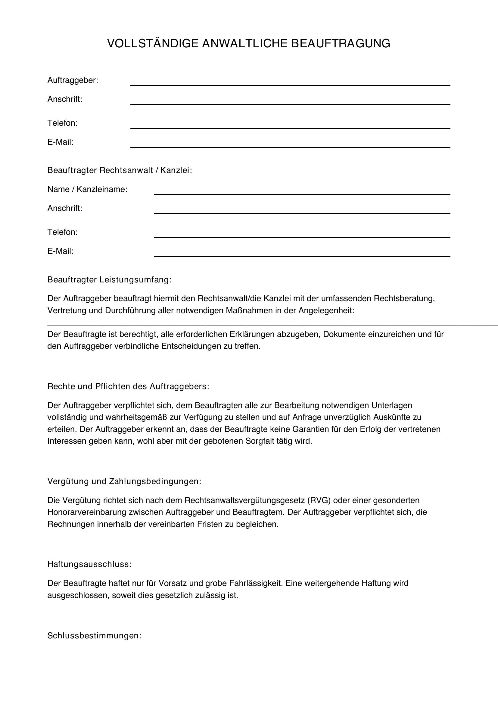 Anwalt Beauftragen Muster