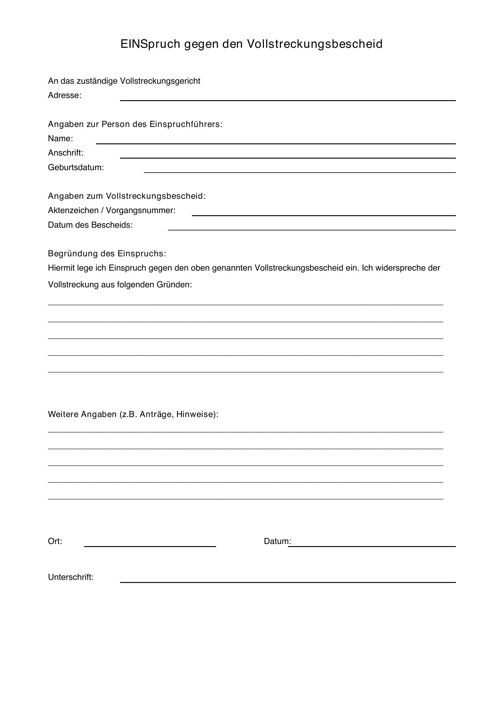 Einspruch Gegen Vollstreckungsbescheid Muster