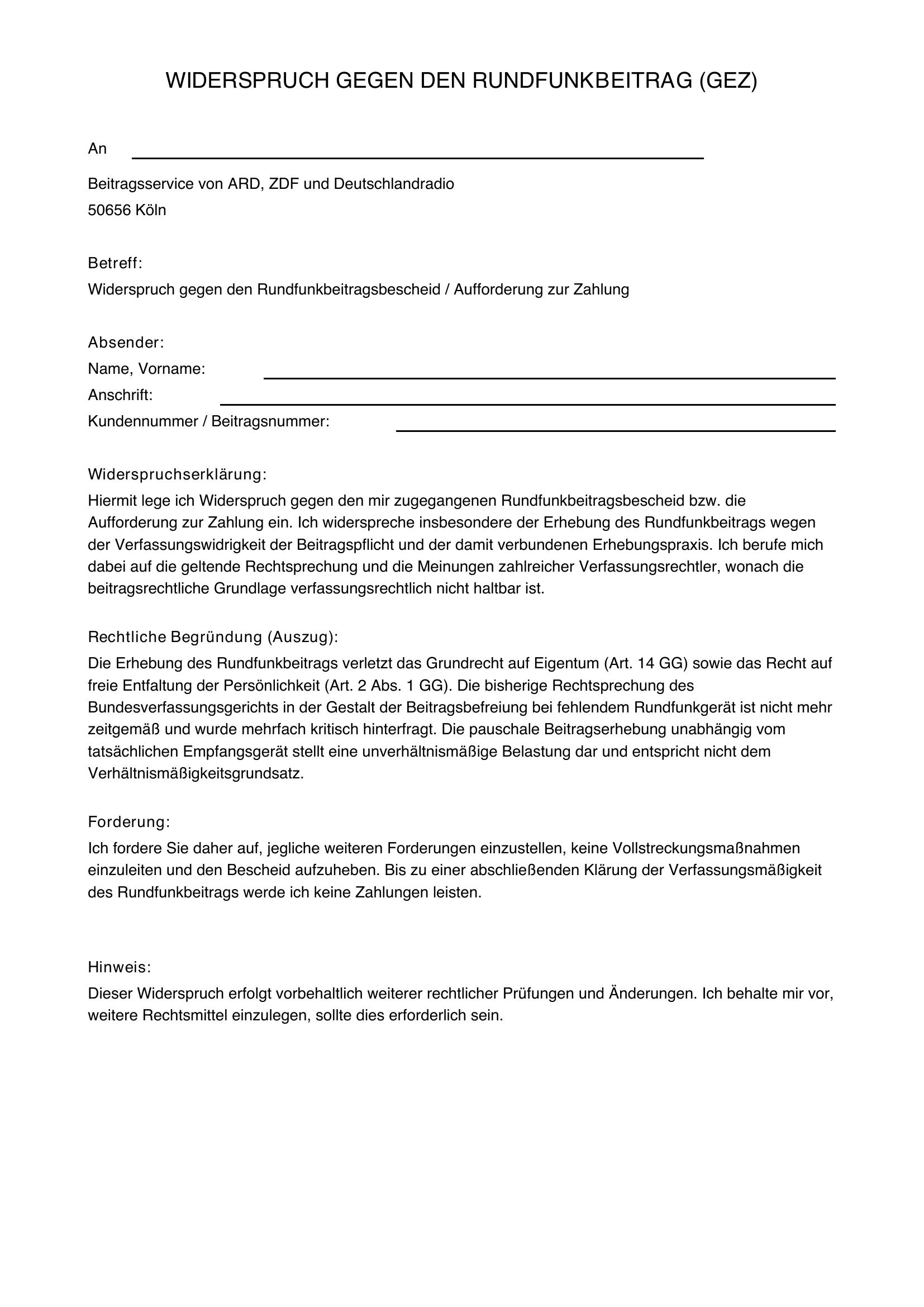 Gez Verfassungswidrig Musterbrief