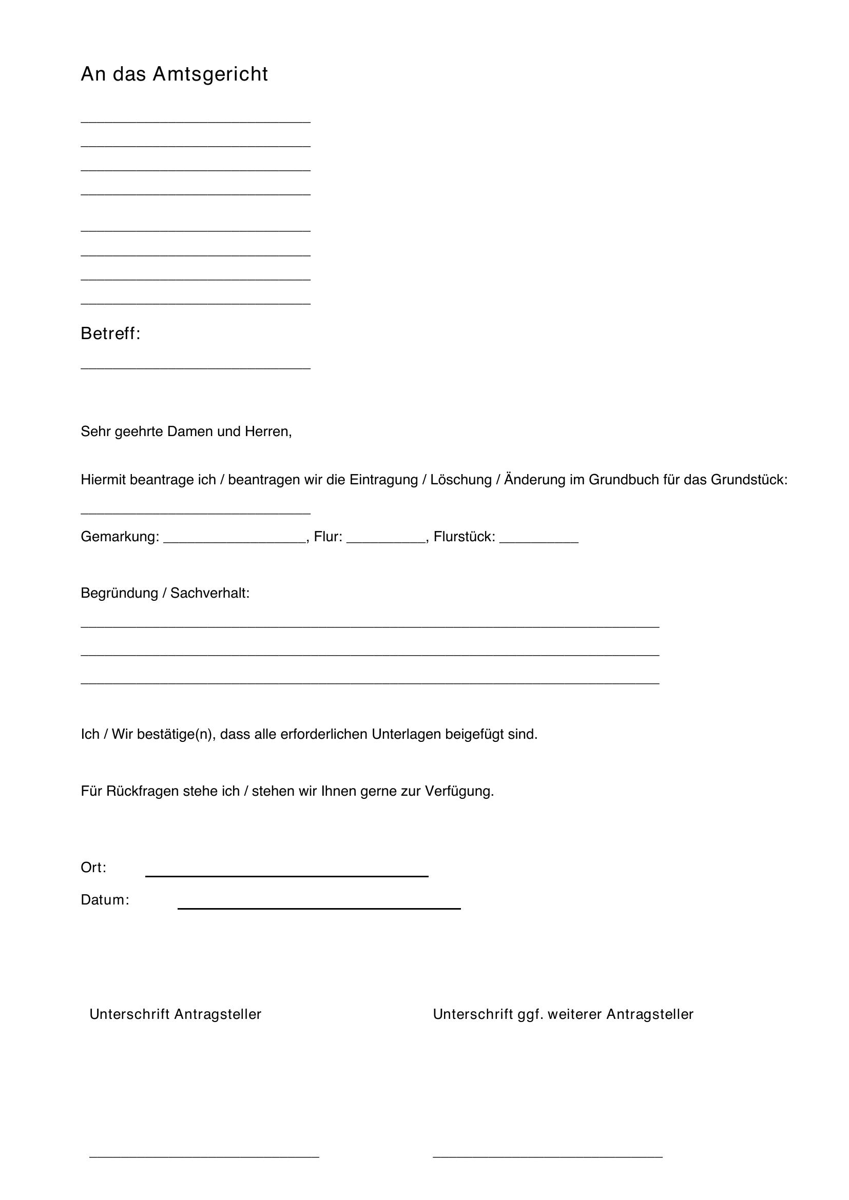 Schreiben An Amtsgericht Vorlage